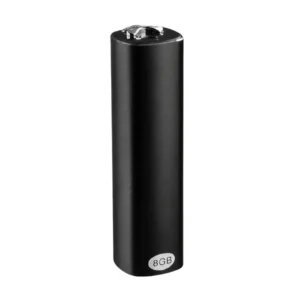 Slim black mini digital voice recorder with 8GB storage label and metal keychain loop shown in a straight product view